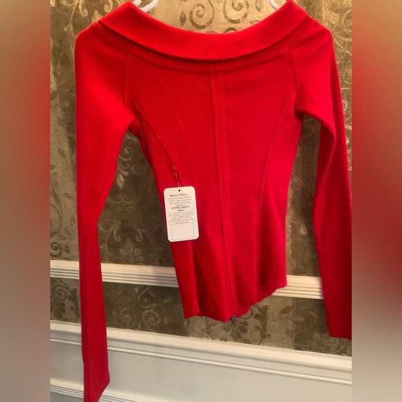 Free People Red Fitted Long Sleeve - Picture 4 of 5